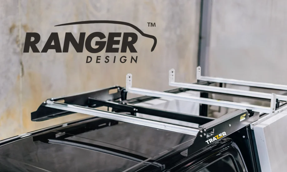 Image of truck rack, with inset logo for Ranger Design.