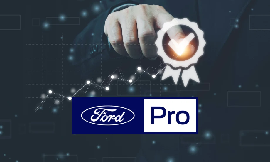 hand pointing at certification check mark with Ford Pro logo