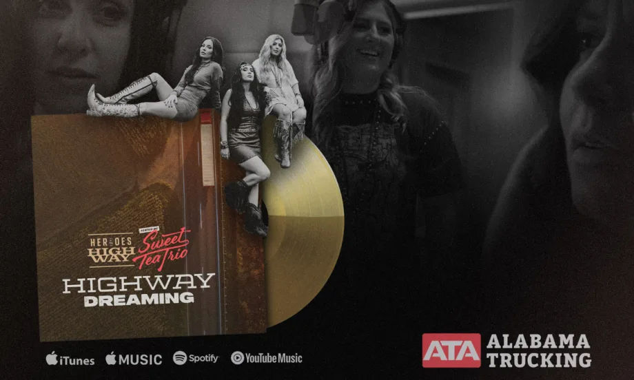 Promotional graphic for “Highway Dreaming” by Heroes of the Highway featuring Sweet Tea Trio, with ATA logo and streaming platform icons.