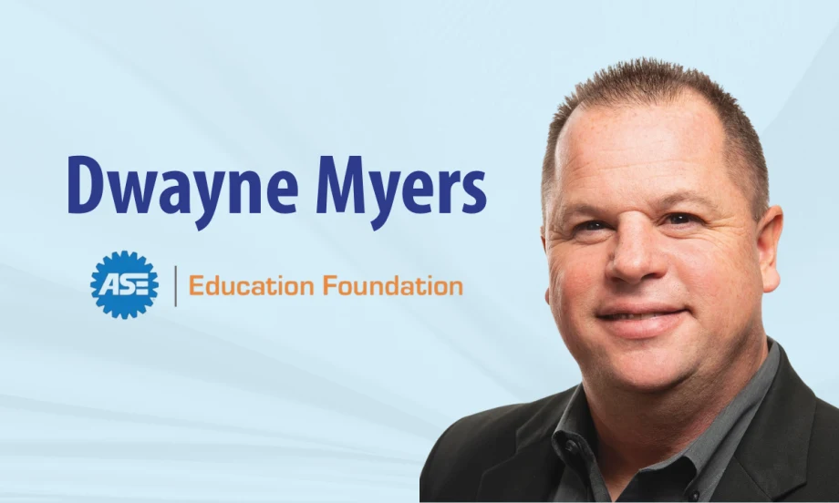 Portrait of Dwayne Myers, chairman of the ASE Education Foundation, representing industry efforts to support technician training and workforce development.