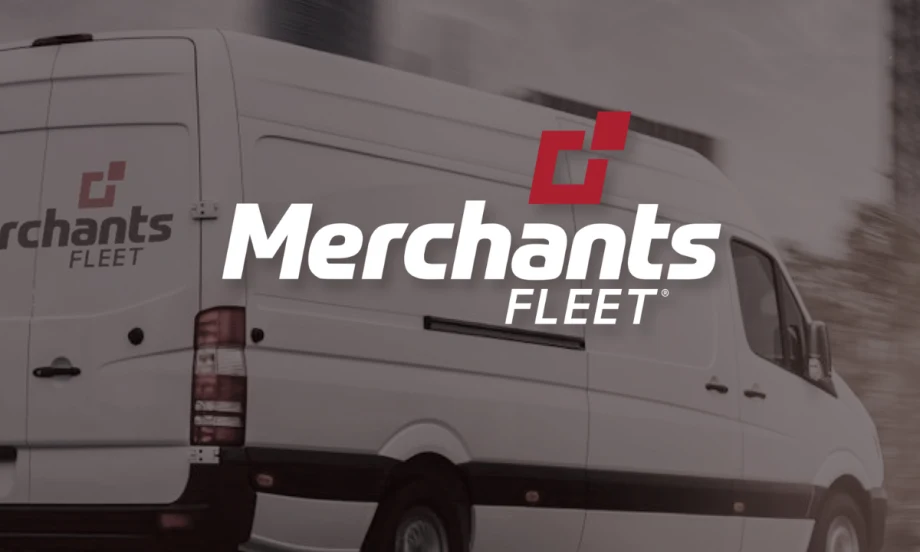 Merchants Fleet delivery van featuring the company logo, representing its expanded partnership with UFOFLEET for automated fleet management solutions.