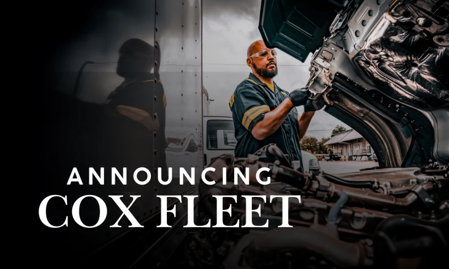 Technician services a truck engine during the launch of Cox Fleet, Cox Automotive’s new fleet brand combining Fleet Services and FleetNet America to support fleet uptime nationwide.