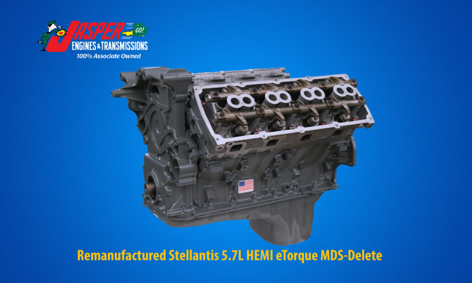Image of a diesel image against a blue background and logo for Jasper Engines & Transmissions.
