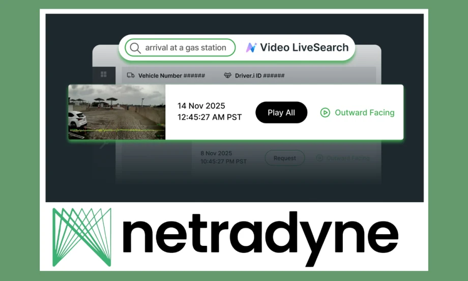 Background image of pop up of AI search, with Netradyne logo.