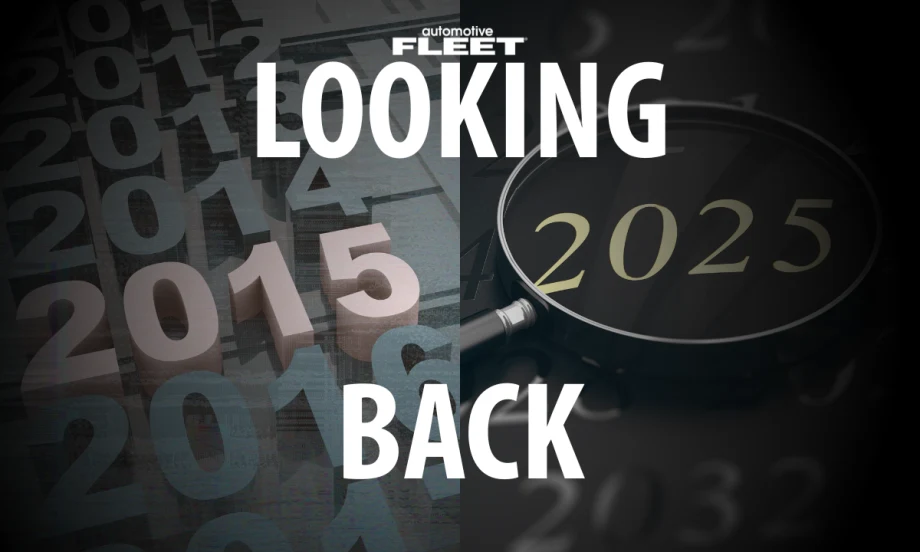 Looking back at 2025 fleet forecasts with a magnifying glass highlighting the year 2025, symbolizing reflection on long-term fleet trends and predictions.