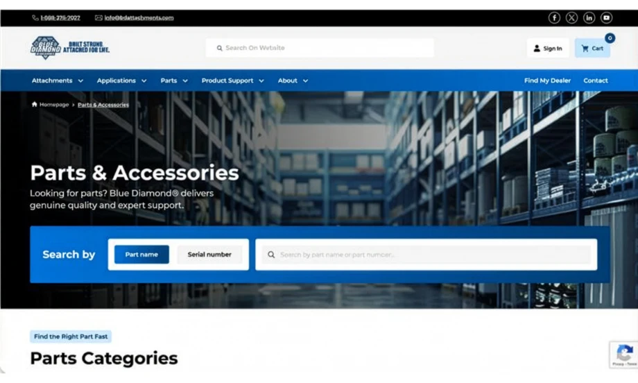 Image of a Blue Diamond website.