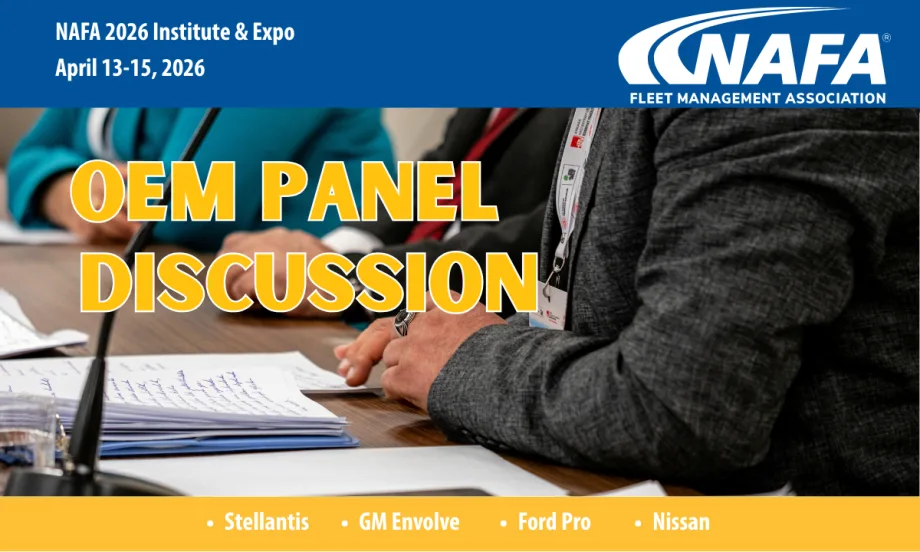Background image of people's hands as they sit at a table and talk, logo for NAFA, and headline OEM Panel Discussion.