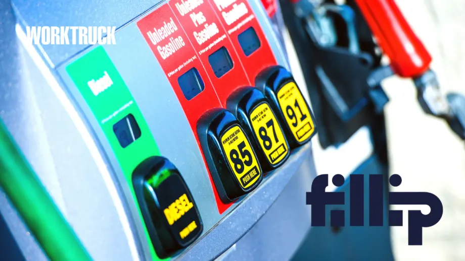 Close-up of fuel pump selection buttons for diesel and gasoline grades at a fueling station, representing digital fuel payment and fleet fueling technology.
