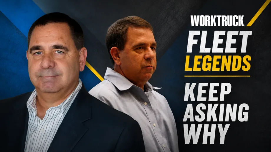 Fleet veteran Jeff Hurrell pictured in two career photos beside the words “Fleet Legends: Keep Asking Why.”
