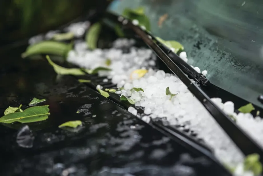 Car window with some hail