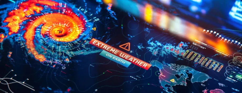 Extreme weather events affecting Earth including storms, hurricanes, and climate disasters