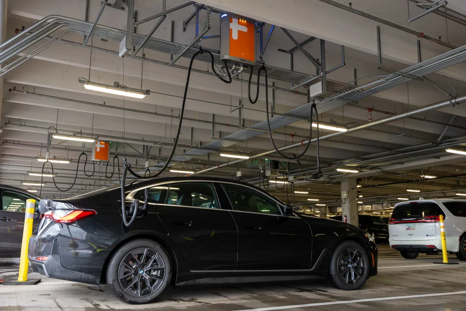 Overheard EV charger setup