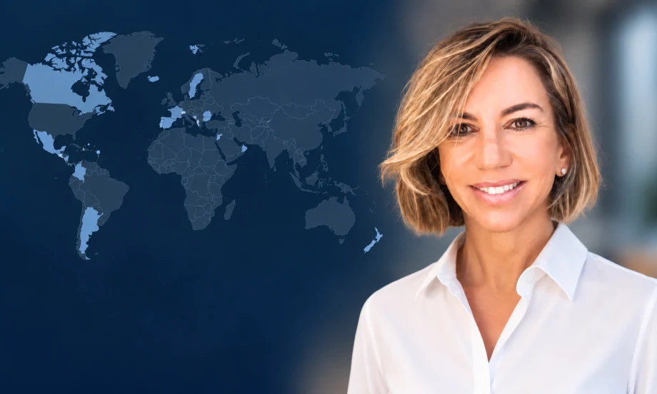 Photo of Ana Laborde and world map
