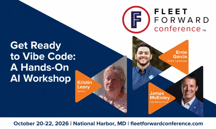 Speaker card for vibe code session at Fleet Forward Conference