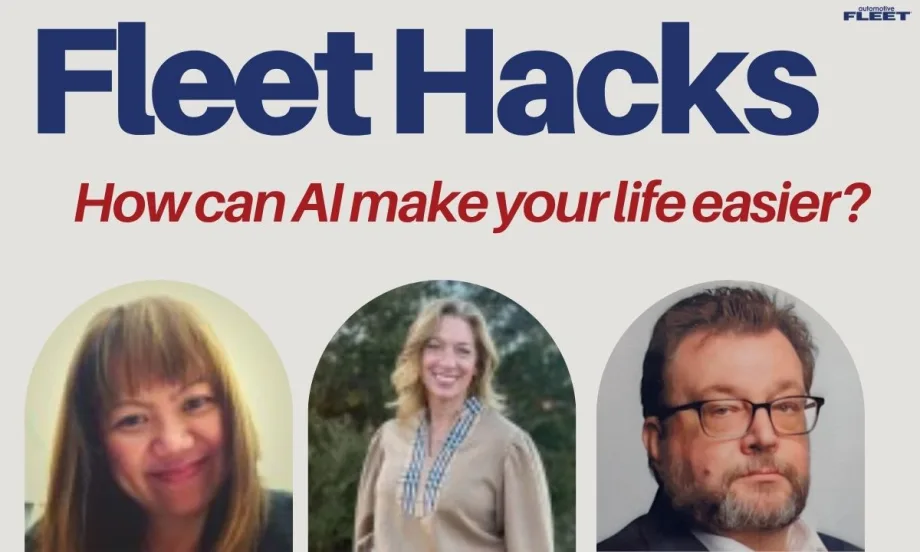 A beige, blue, and red Fleet Hacks graphic with headshots on the bottom row in rounded shape of Lori Olson, Jen VrMeer, and Oleg Cytowicz.