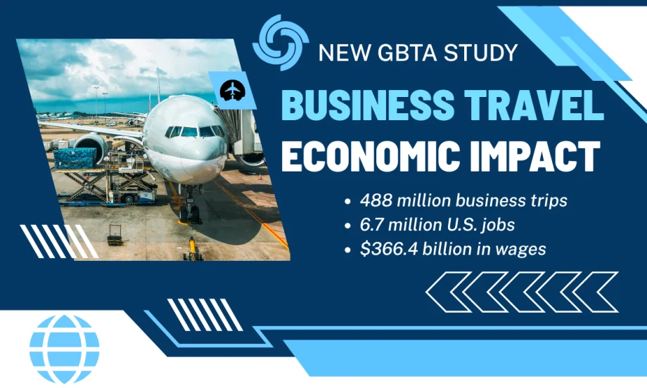 An airplane parked at a gate next to large headline and bullet points about study highlights.