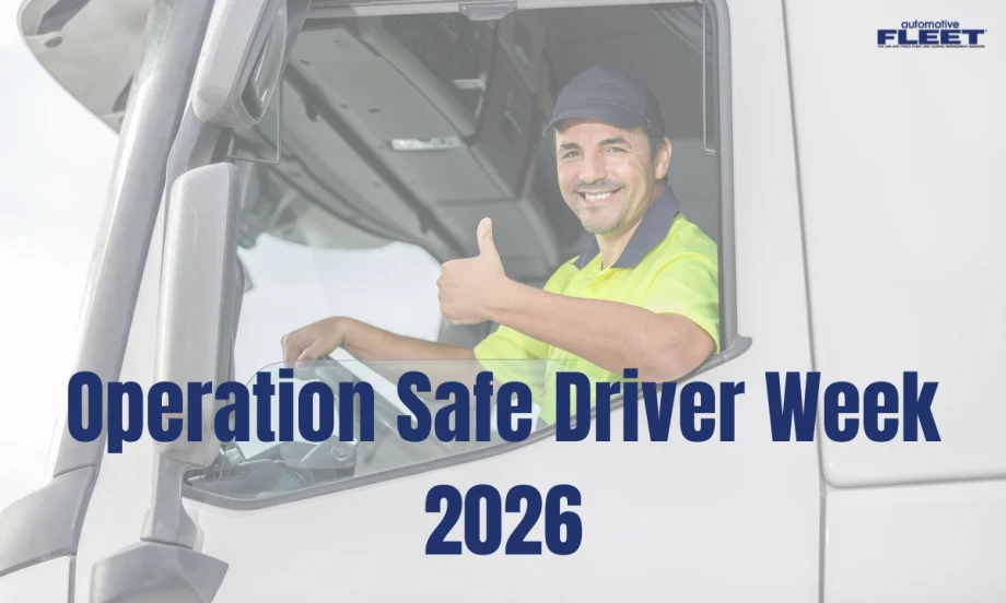 Smiling commercial truck driver gives a thumbs-up from inside a tractor cab during Operation Safe Driver Week 2026, highlighting fleet safety, responsible driving and enforcement awareness.