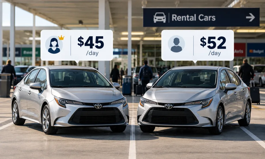 Two identical rental cars, two different prices
