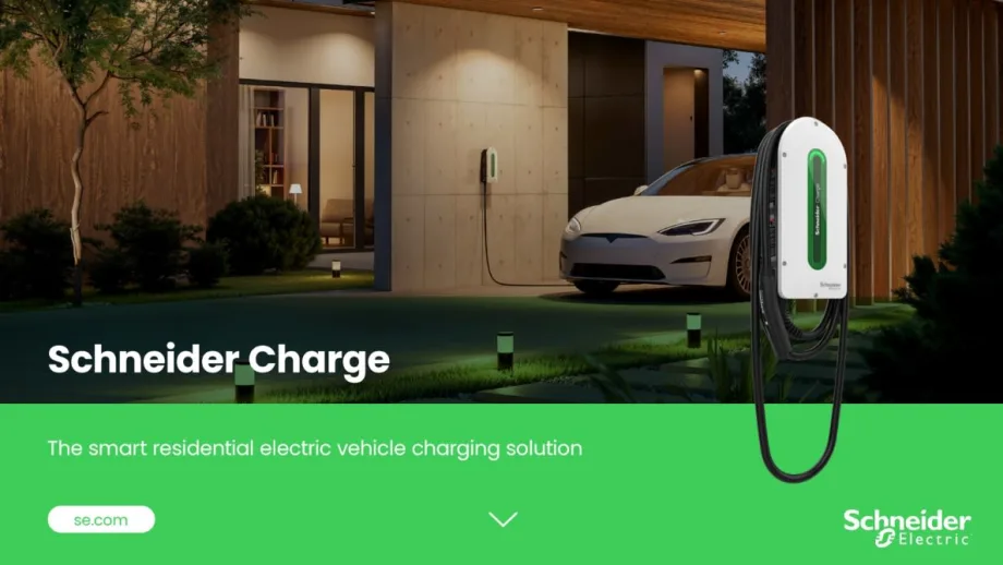 A green graphic for a level 2 Schneider Charge