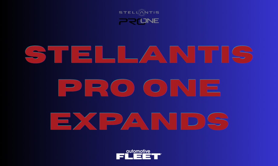 A red and blue graphic representing the expansion of Stellantis pro one,
