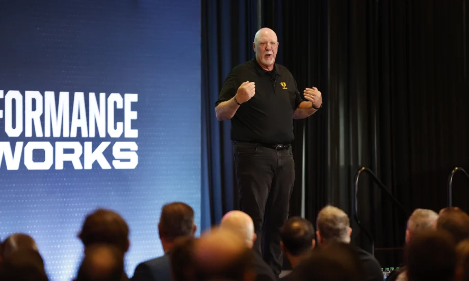 Stellantis executive talks from stage