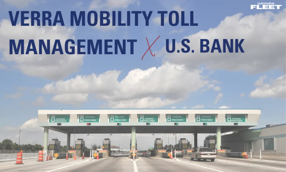 A toll road with blue text a top