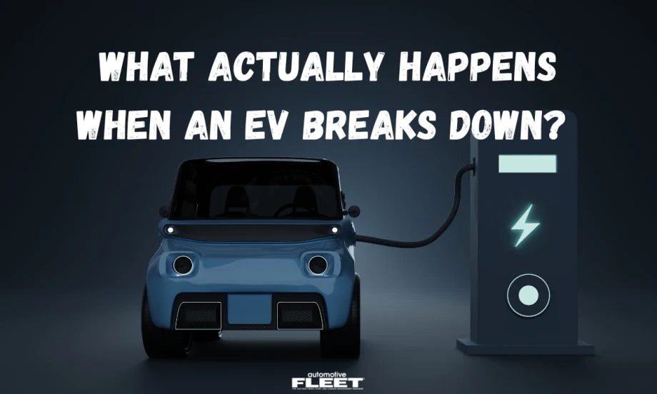 An electric vehicle (EV) plugged into a charger with a caption over the image