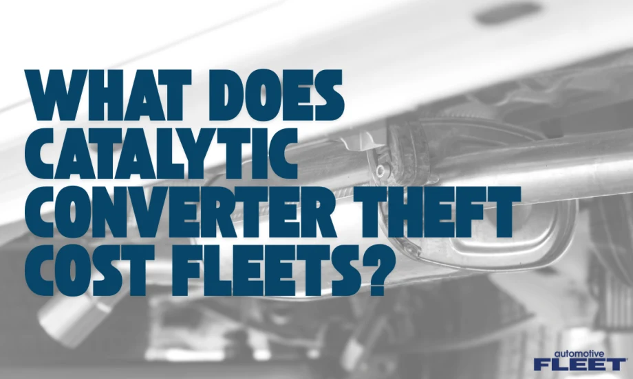 A picture of a transparent catalytic converter with blue text and the Automotive Fleet logo on the top.