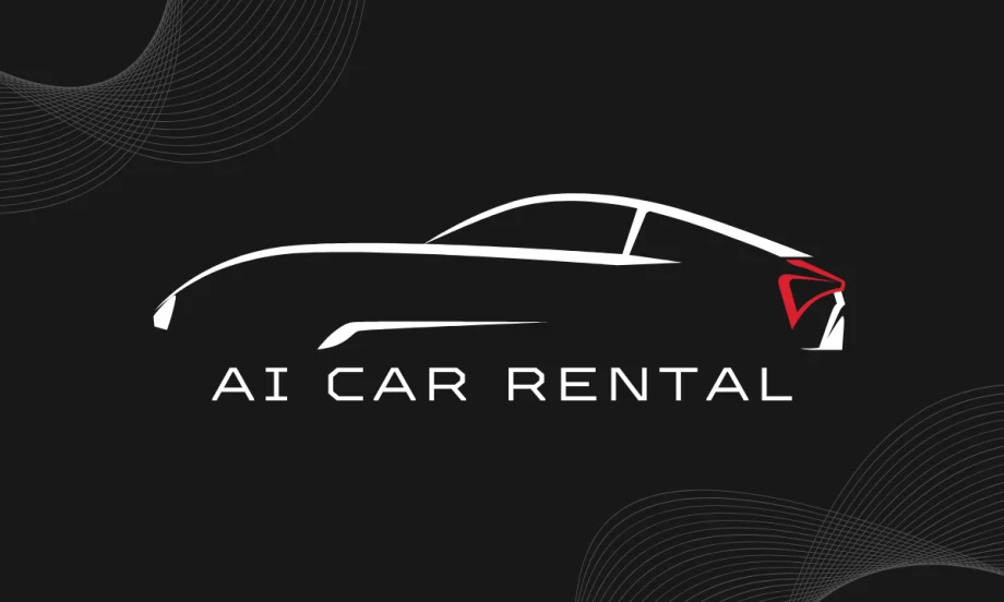 Outline of a futuristic rental car against a black backdrop.