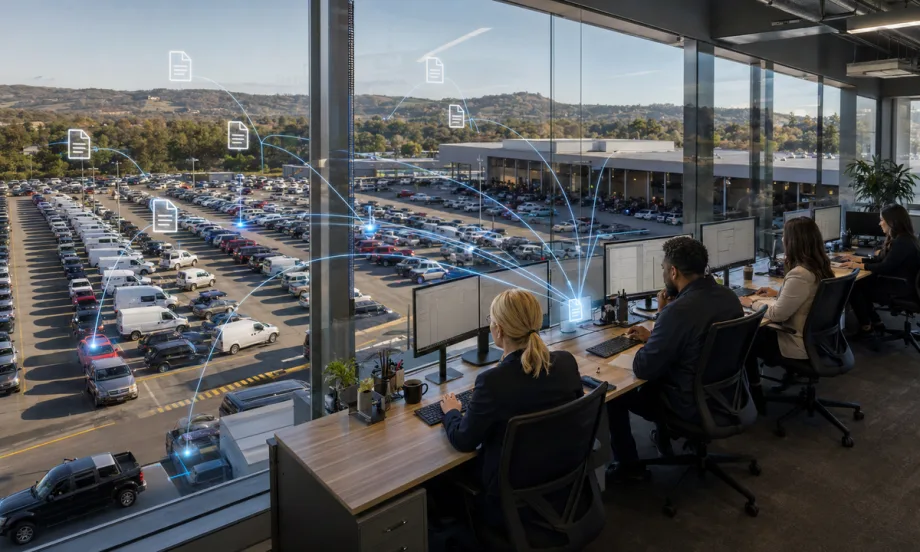 Auction staff overlooks auction lot