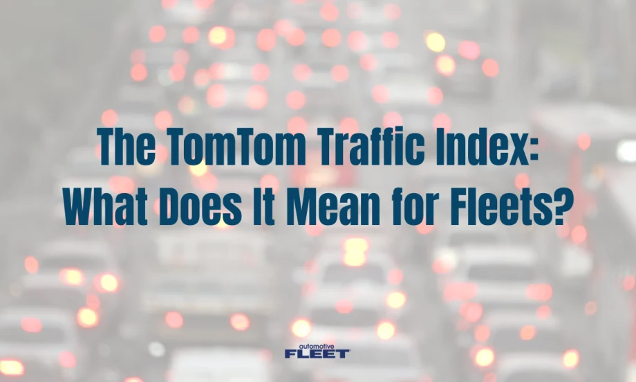 A transparent background of traffic with a caption and logo in the center.