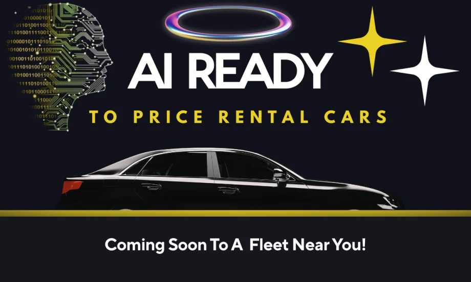 A galaxy-themed AI illustration with a black background that cheekily warns AI is coming to a rental fleet near you