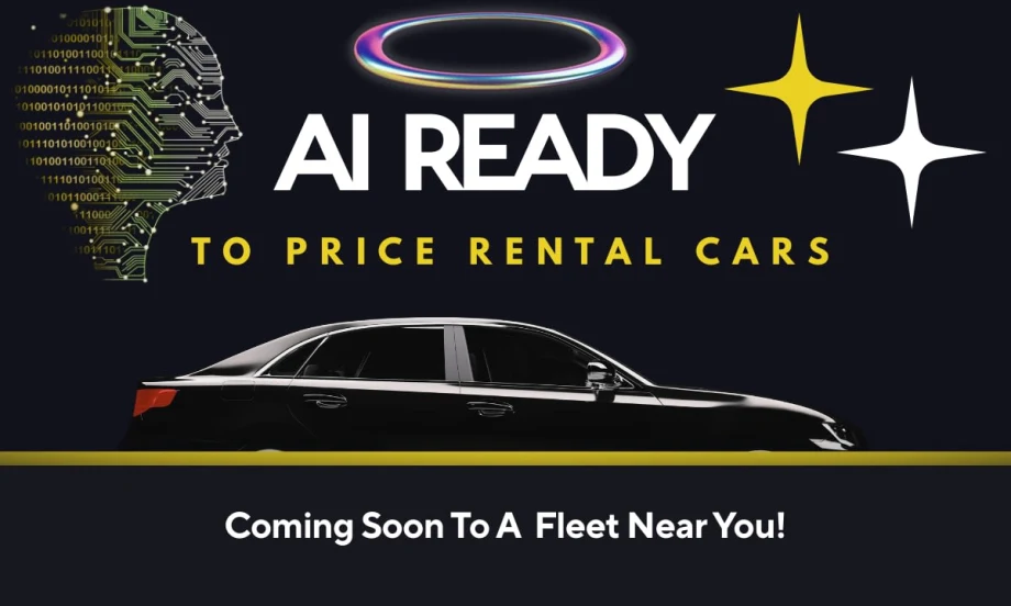 A galaxy-themed AI illustration with a black background that cheekily warns AI is coming to a rental fleet near you