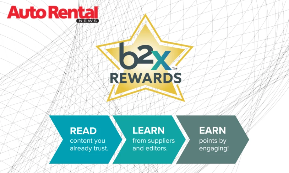 Auto Rental News and b2X Rewards logos.