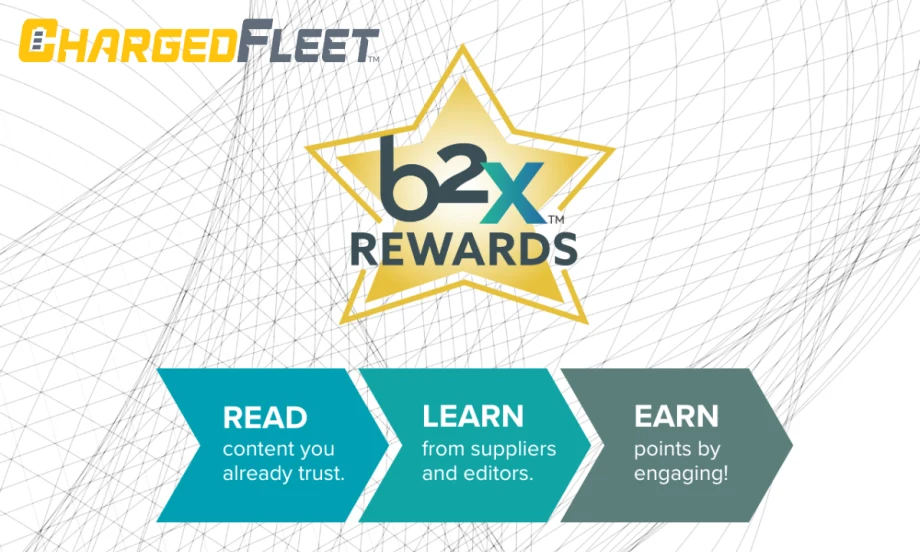 Charged Fleet and b2X Rewards logos arranged with marketing slogan.