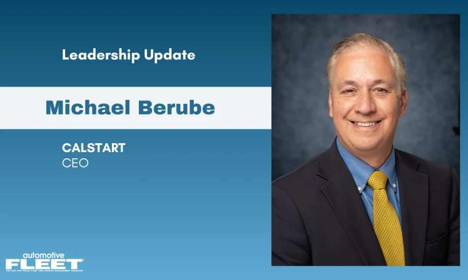 Portrait of Michael Berube, CALSTART’s new CEO, featured in Automotive Fleet’s Leadership Update announcement.