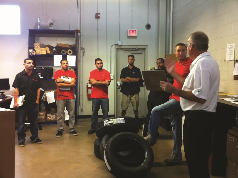 Drivers in a safety meeting at Wheelz Up