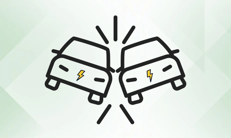 Graphic used with a report on electric and hybrid vehicle collision claims, highlighting industry trends in repair frequency, costs and parts usage as EV adoption grows.