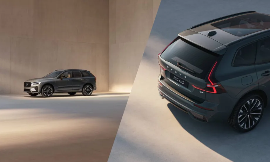 A collage of two images of a 2026 Volvo XC60.