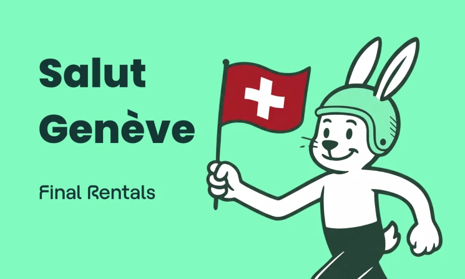 A rabbit mascot holding a Swiss flag.