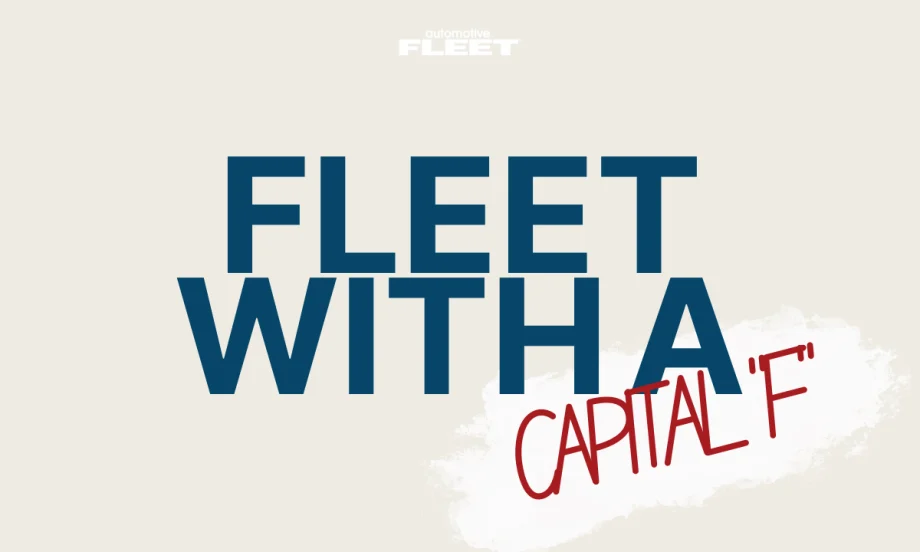 A beige background has "Fleet with a capital F" in navy blue across the front.