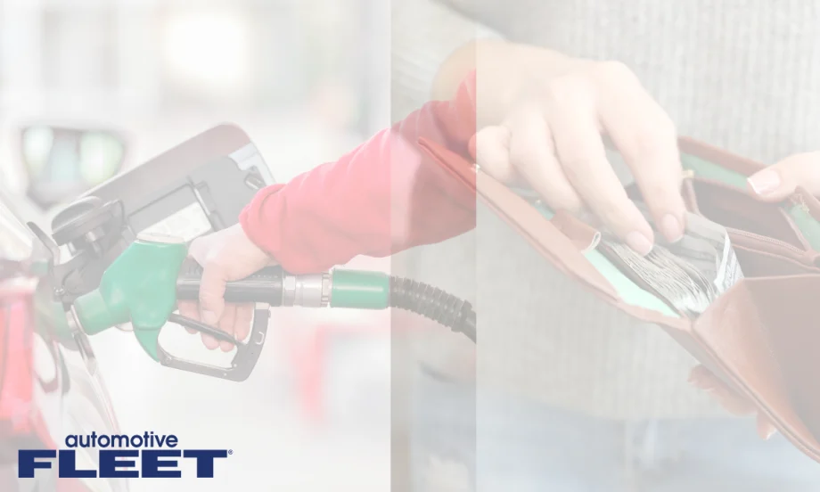 An AF graphic with someone grabbing a gas handle at the pump with another hand reaching into a wallet next to it.