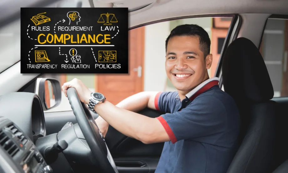 Man behind wheel of car