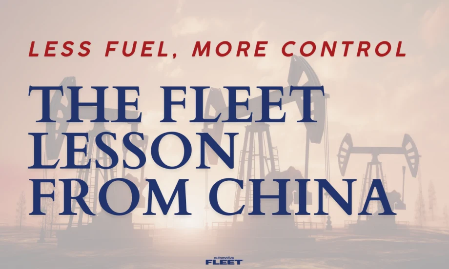 Oil pumpjacks at sunrise with overlay text about China’s fleet electrification, illustrating reduced oil dependence and the impact of EV adoption on global fuel demand.