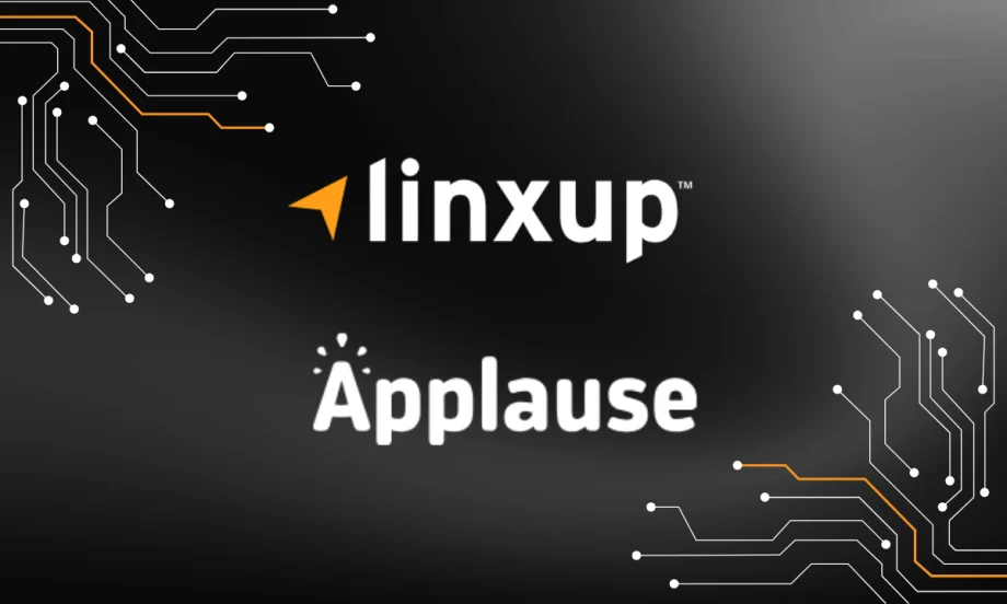 Linxup and Applause logos displayed together in a graphic announcing a partnership integrating fleet safety tracking with employee performance tools.
