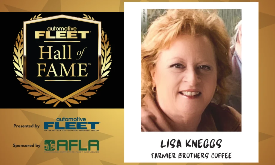 A Hall of Fame graphic with Lisa Kneggs' headshot.
