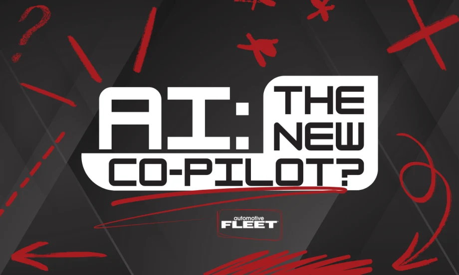 A black, white and red graphic with text reading "AI: The New Co-Pilot?".