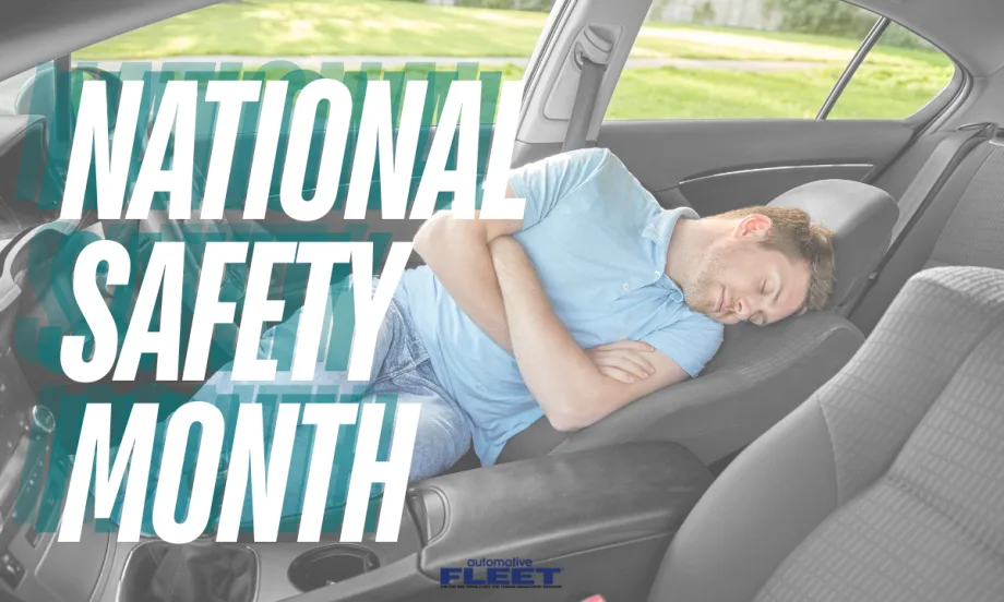 Driver resting in a vehicle seat, illustrating the dangers of fatigue and the importance of driver wellness, rest, and alertness for safe fleet and roadway operations.