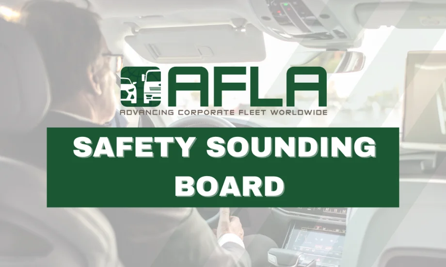 A white and dark green graphic with an AFLA logo and text that reads "Safety Sounding Board"