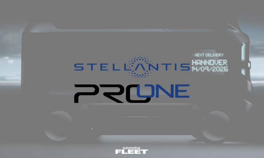 Dark teaser image of Stellantis Pro One’s autonomous Box on Wheels delivery concept, a driverless zero-emission vehicle designed for last-mile logistics and fleet operations.